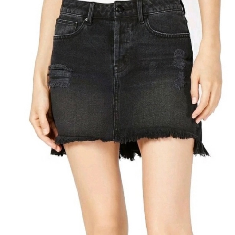 KENDALL + KYLIE | Distressed Denim Skirt w/ Ruffle